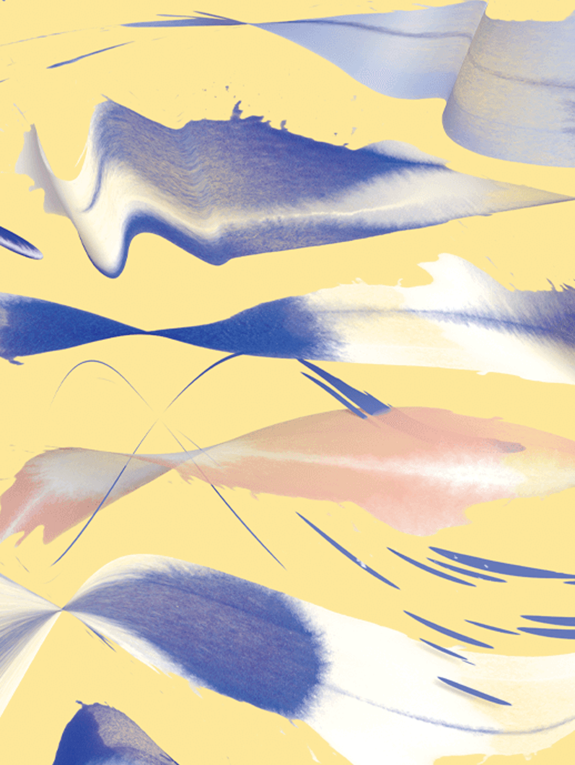 Vanilla flavour pattern in graphic yellow creams and bluish purples layered swirls