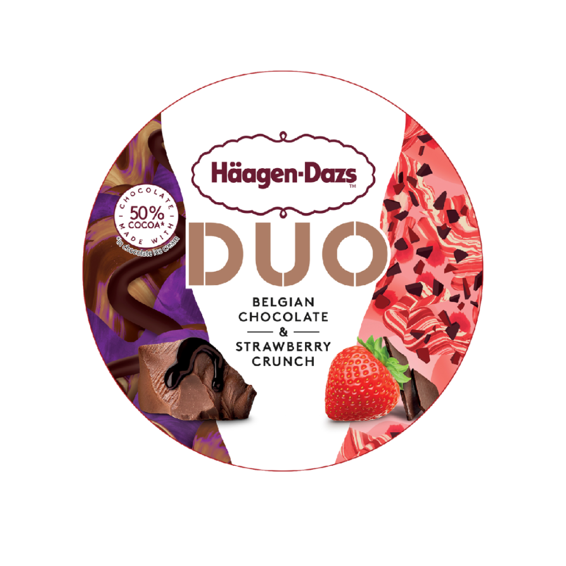 Duo belgian chocolate and  strawberry cruch lid
